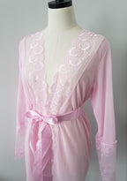 Lace and Mesh Robe with Panty in Blush Pink image 0