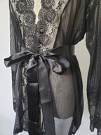 Lace and Mesh Robe with Panty in Black image 9