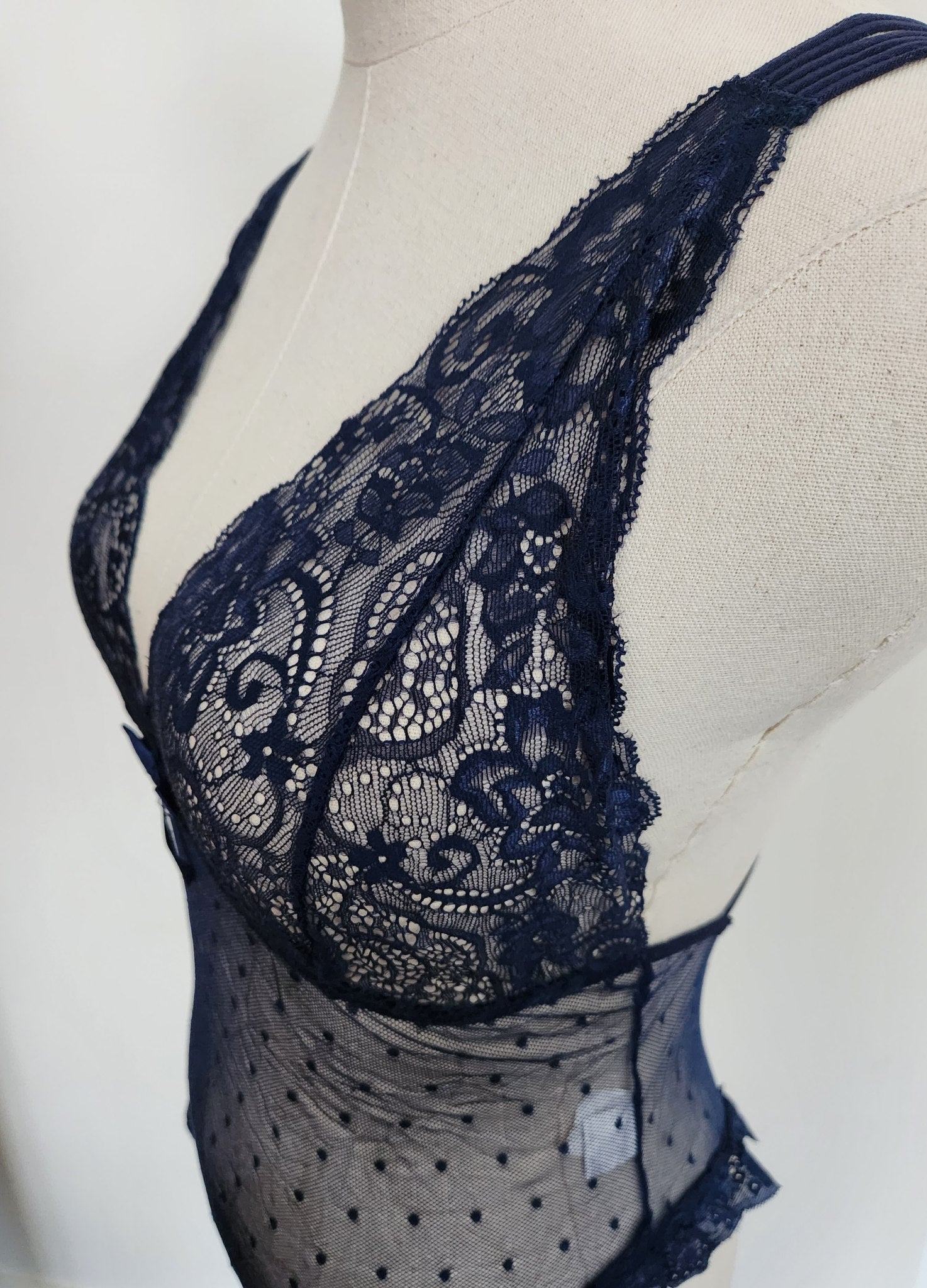Floral Lace Teddy in Navy image 5